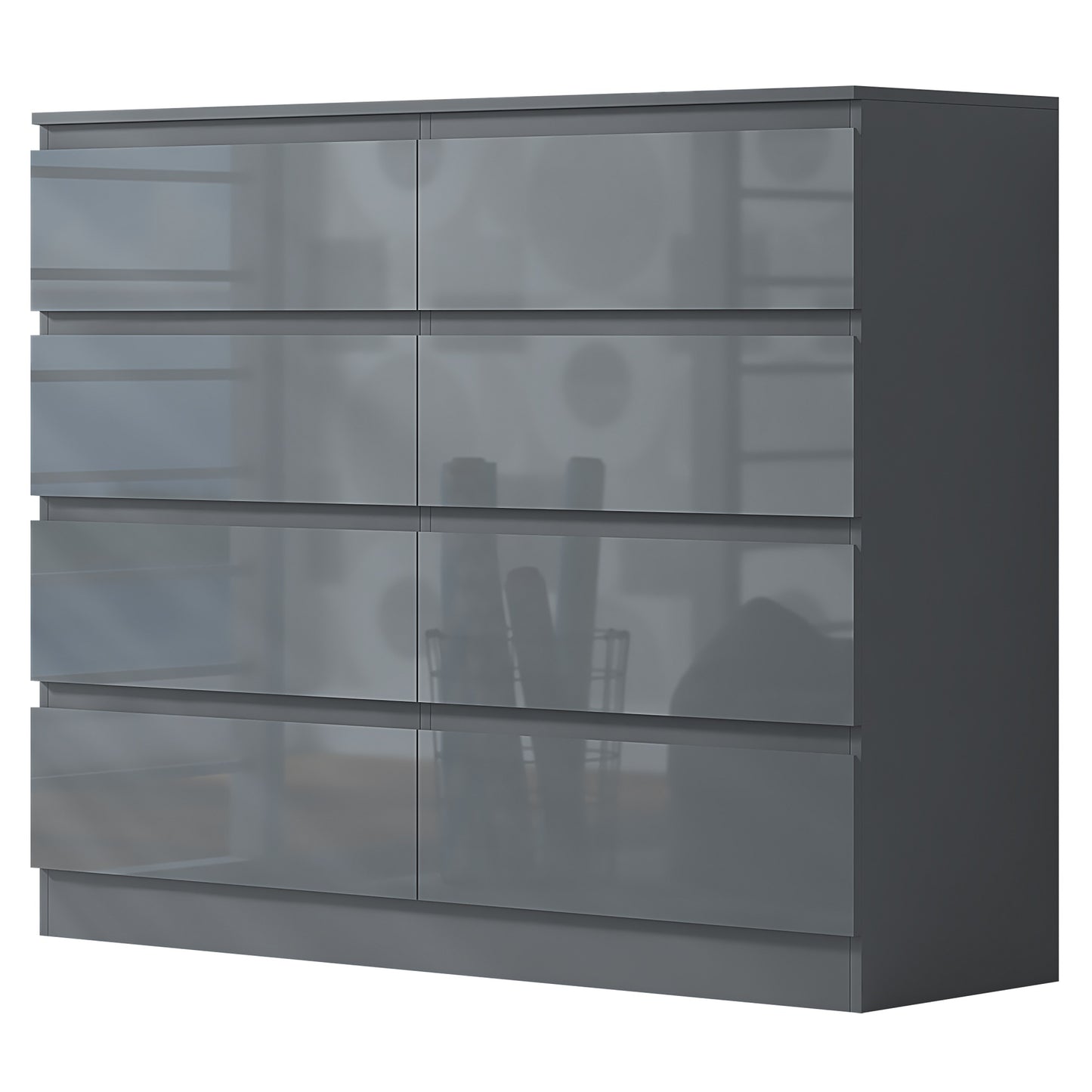 Stora 8 Drawer Wide 4+4 Chest of Drawers – Grey Gloss Front