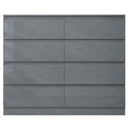 Stora 8 Drawer Wide 4+4 Chest of Drawers – Grey Gloss Front