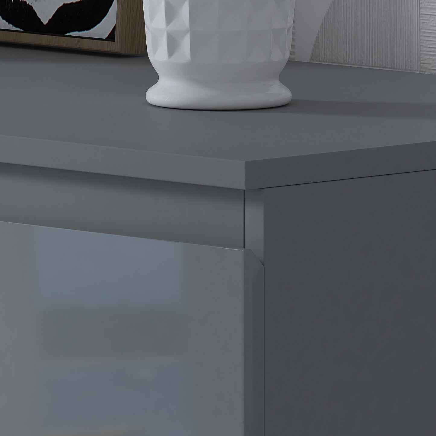 Stora 8 Drawer Wide 4+4 Chest of Drawers – Grey Gloss Front