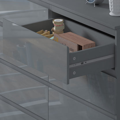 Stora 8 Drawer Wide 4+4 Chest of Drawers – Grey Gloss Front