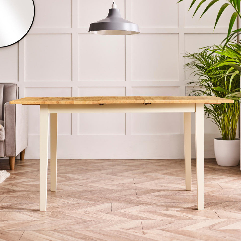 Salcombe Extending Rectangular Wooden Table with 2 Whitby Chairs & 1 Small Bench