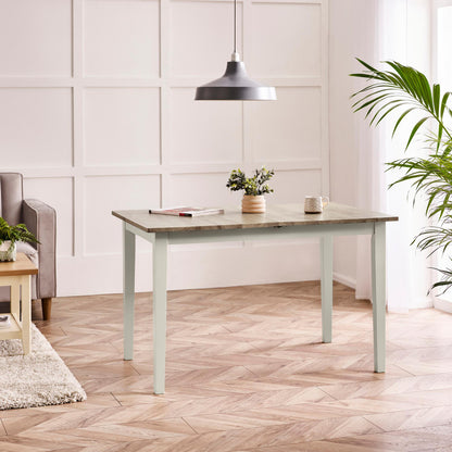 Salcombe Extending Light Grey Wooden Table with 4 Whitby Chairs & 1 Large Bench