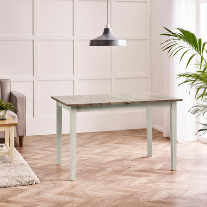 Salcombe Extending Light Grey Wooden Table with 4 Whitby Chairs & 1 Large Bench