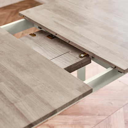 Salcombe Extending Light Grey Wooden Table with 4 Whitby Chairs & 1 Large Bench