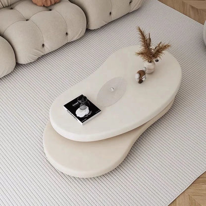 Modern Cream Cloud Coffee Table – Rotating Design for Stylish Living Rooms