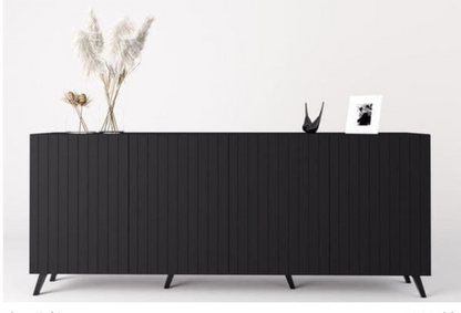 Atlantis Matte Black Wide 4 Door Sideboard