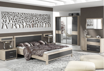 Mocha Dark Brown With Oak Effect Chest Of Drawers Dresser
