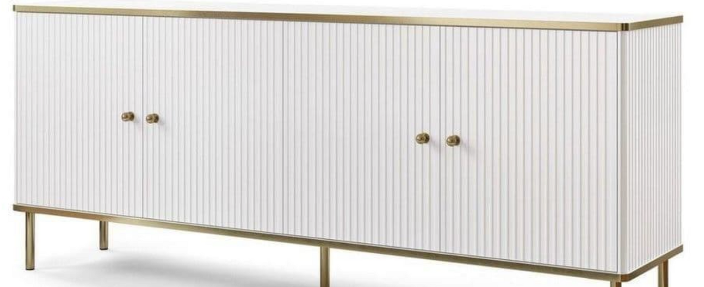 Maison White And Gold 4 Door Wide Sideboard