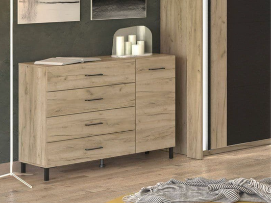Romero Oak Effect 1 Door 4 Drawer Sideboard Storage