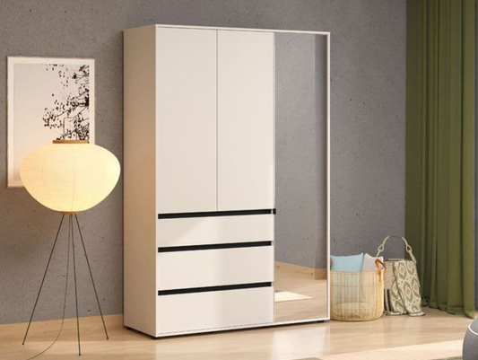 Kyoto Cashmere 3 Door 3 Drawer Mirrored Wardrobe