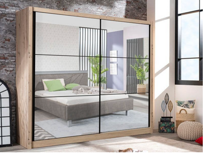 Nevada Artisan Oak Effect Full Mirrored Sliding Door Wardrobe