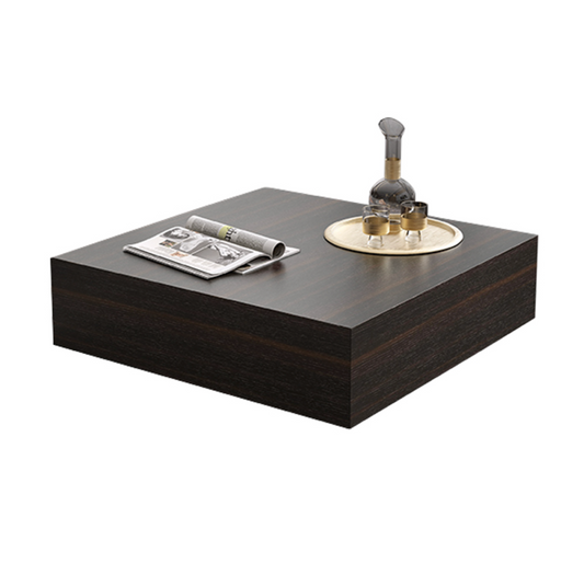 Designer Smoked Wood Coffee Table – Square Minimalist Storage Table 100×100×35 cm