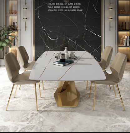 Aurelia Luxury Marble Dining Table – Sintered Stone Top with Gold Base