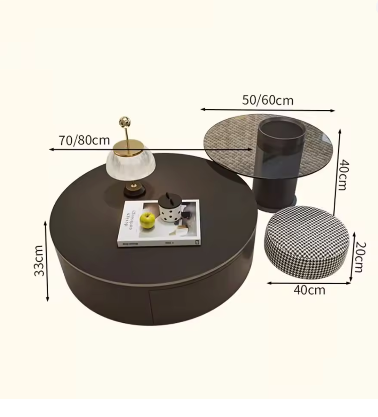 Nordic Round Coffee Table – Minimalist Living Room Decor with  2 Drawers