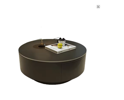 Nordic Round Coffee Table – Minimalist Living Room Decor with  2 Drawers