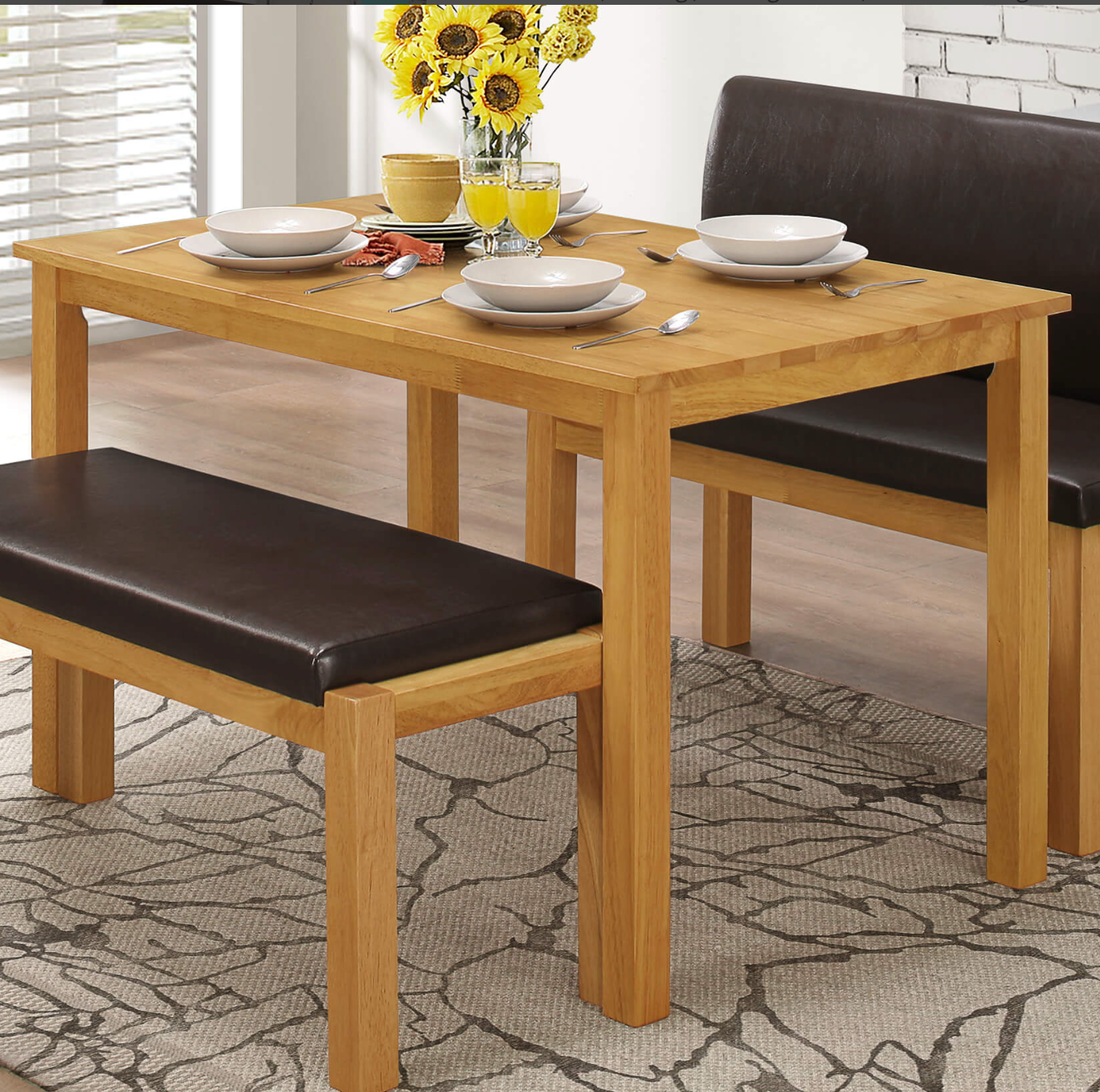 Hamra Solid Rubberwood Dining Table, Natural Oak Finish – 1200W x 750D x 740H