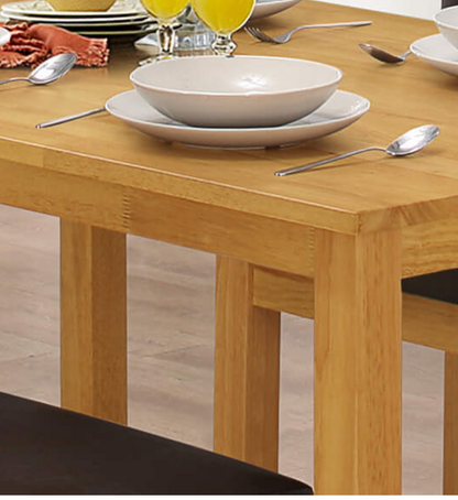 Hamra Solid Rubberwood Dining Table, Natural Oak Finish – 1200W x 750D x 740H