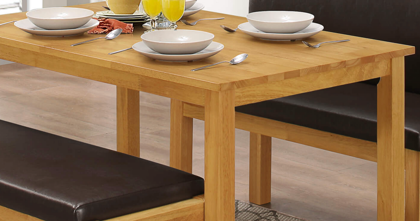 Hamra Solid Rubberwood Dining Table, Natural Oak Finish – 1200W x 750D x 740H