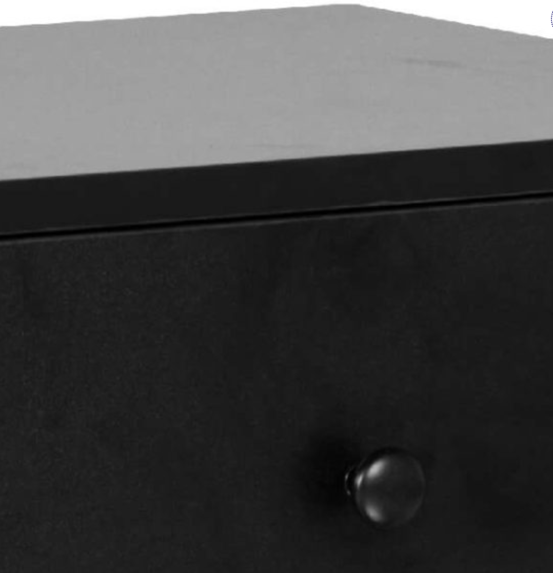 Modern Black Bedside Table with Drawer Size: 45cm x 45cm