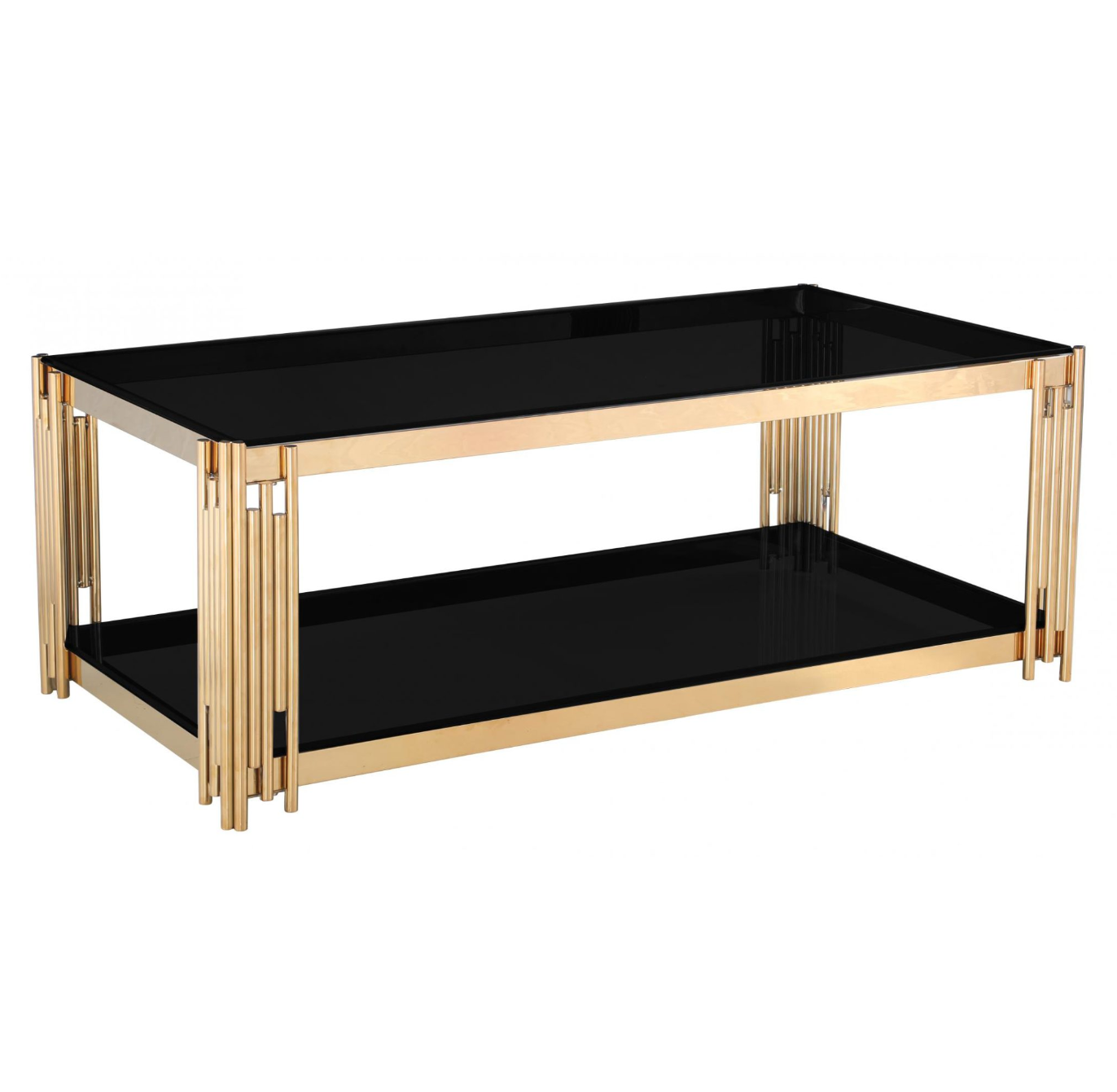 Cleveland Black Glass Coffee Table Gold