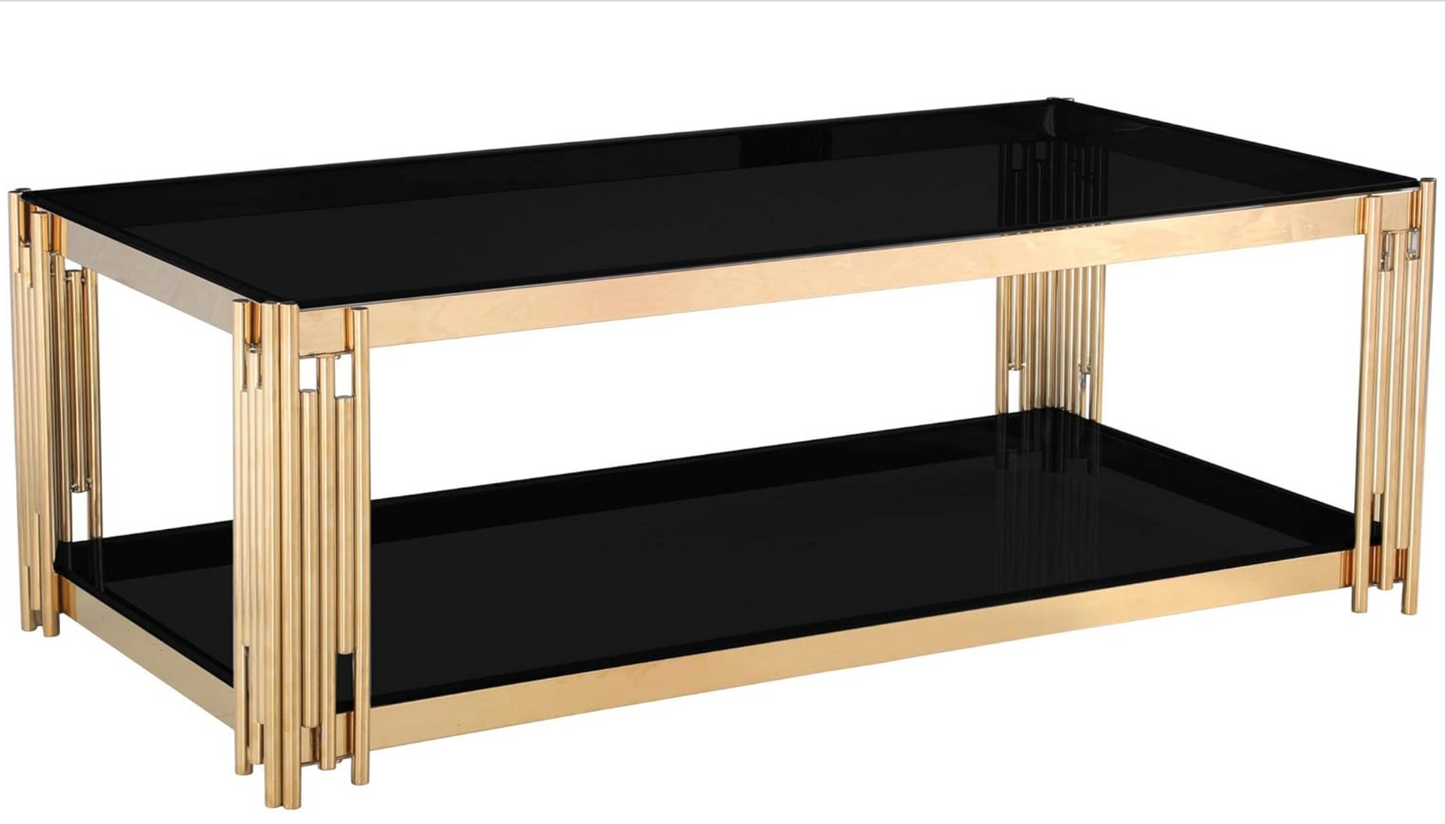 Cleveland Black Glass Coffee Table Gold