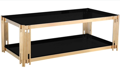 Cleveland Black Glass Coffee Table Gold