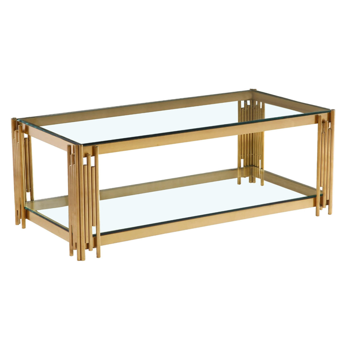 Cleveland Clear Glass Coffee Table Gold