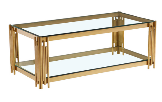 Cleveland Clear Glass Coffee Table Gold