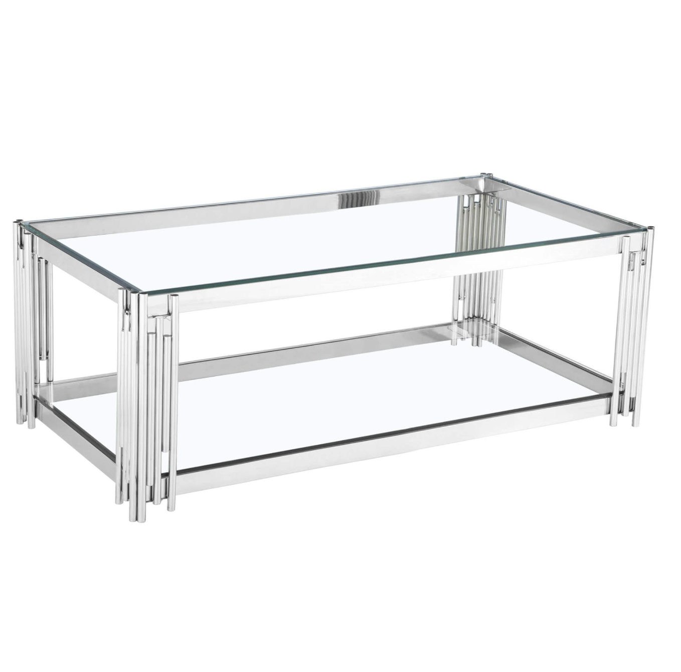 Cleveland Clear Glass Coffee Table – Silver | 1000W x 500D x 450H