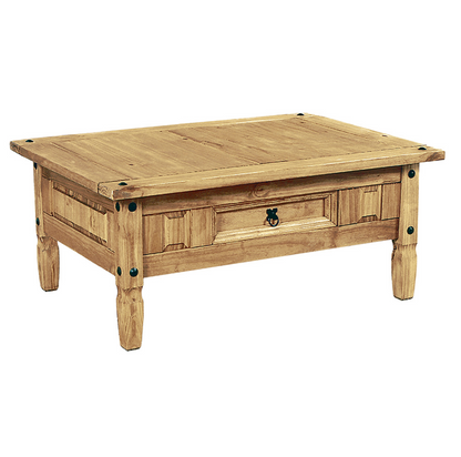 Corona Coffee Table – Distressed Waxed Pine |1000W x 600D x 460H