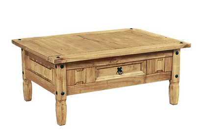Corona Coffee Table – Distressed Waxed Pine |1000W x 600D x 460H