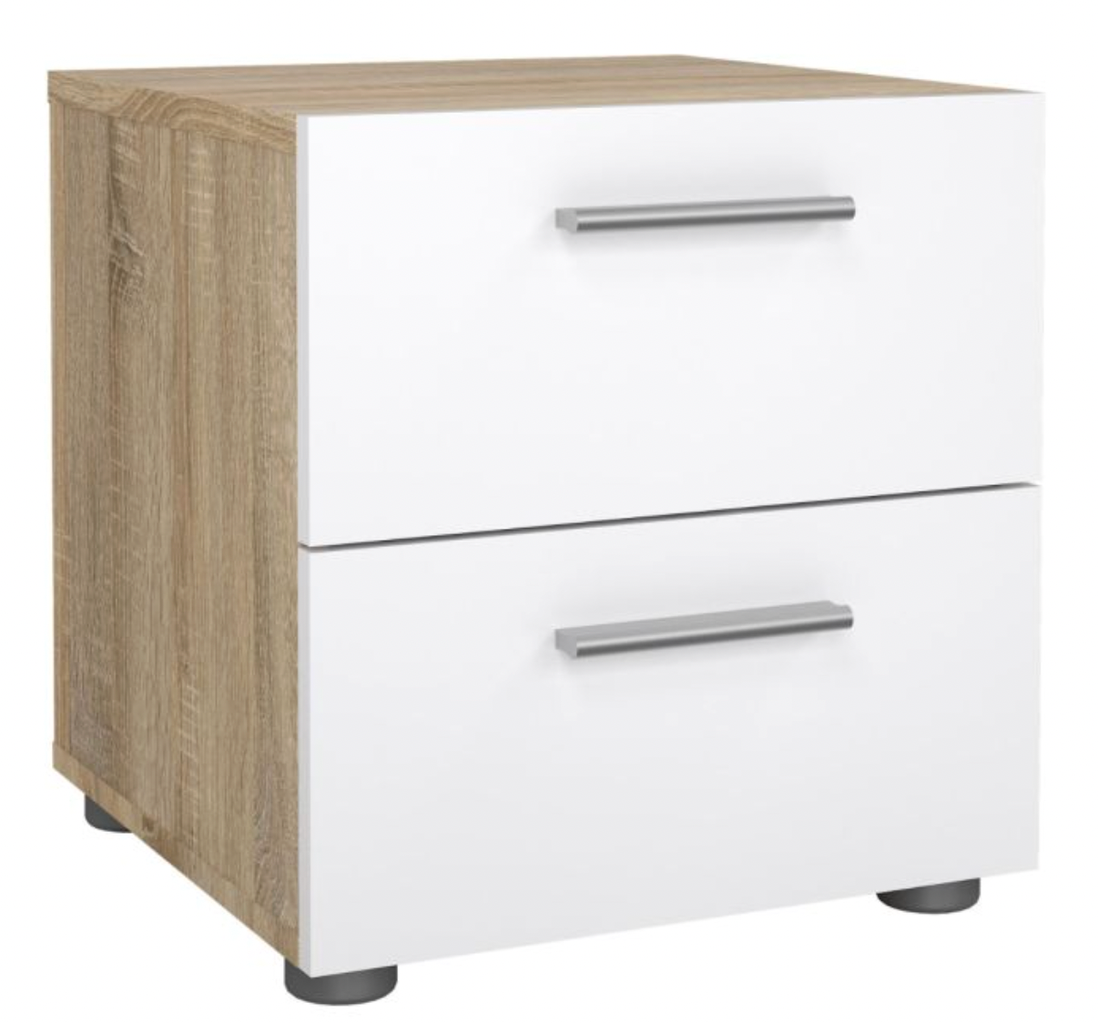 Pepe Bedside 2 Drawers in Oak with White High Gloss