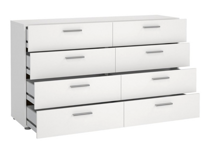 Pepe Wide Chest of 8 Drawers in White