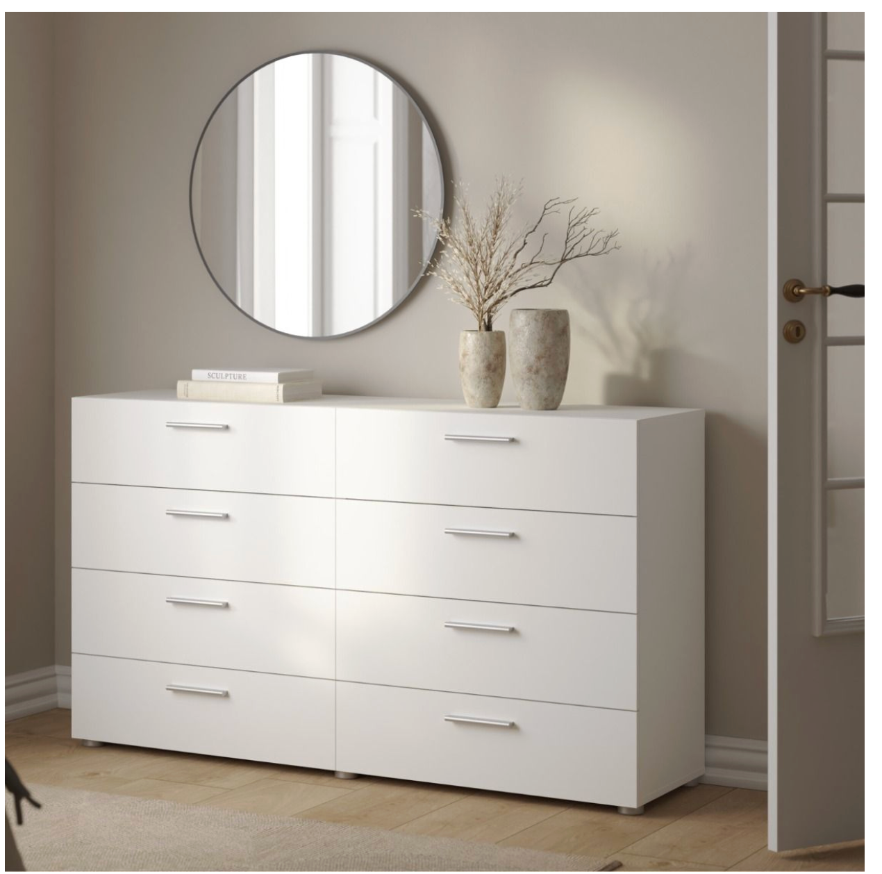 Pepe Wide Chest of 8 Drawers in White