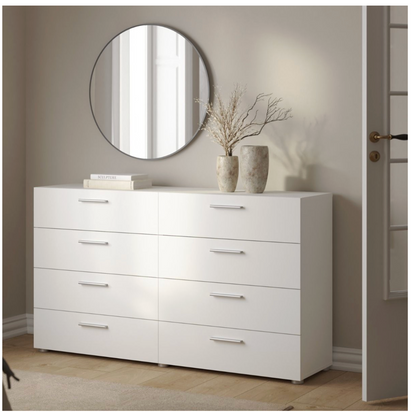 Pepe Wide Chest of 8 Drawers in White