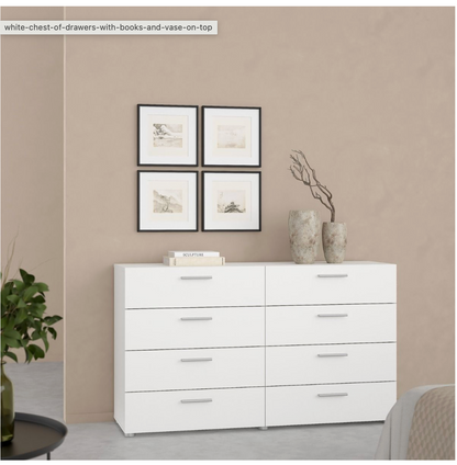 Pepe Wide Chest of 8 Drawers in White