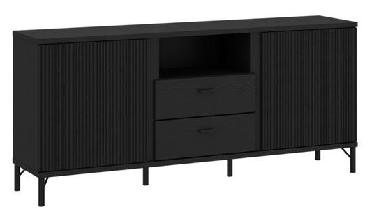 Lusaka TV Cabinet 2 Door 2 Drawer in Black Graphite