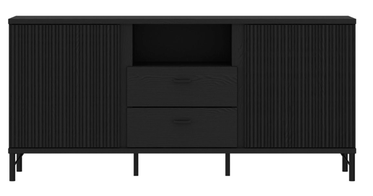 Lusaka TV Cabinet 2 Door 2 Drawer in Black Graphite