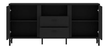 Lusaka TV Cabinet 2 Door 2 Drawer in Black Graphite