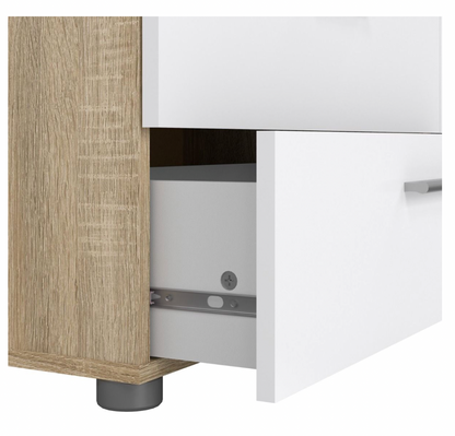 Pepe 8 Drawer Oak Double Dresser – White High Gloss Bedroom Storage