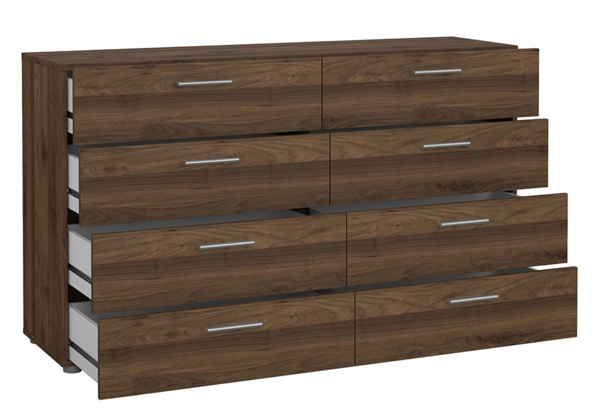 Pepe Walnut Double Dresser – 8 Drawer Chest of Drawers