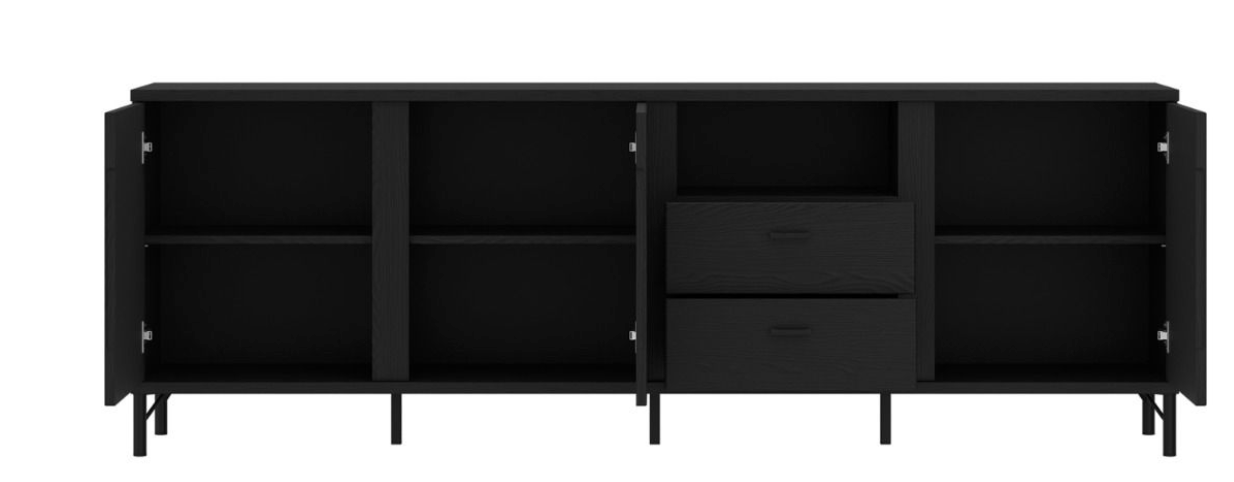 Lusaka TV Cabinet 3 Door 2 Drawer in Black Graphite