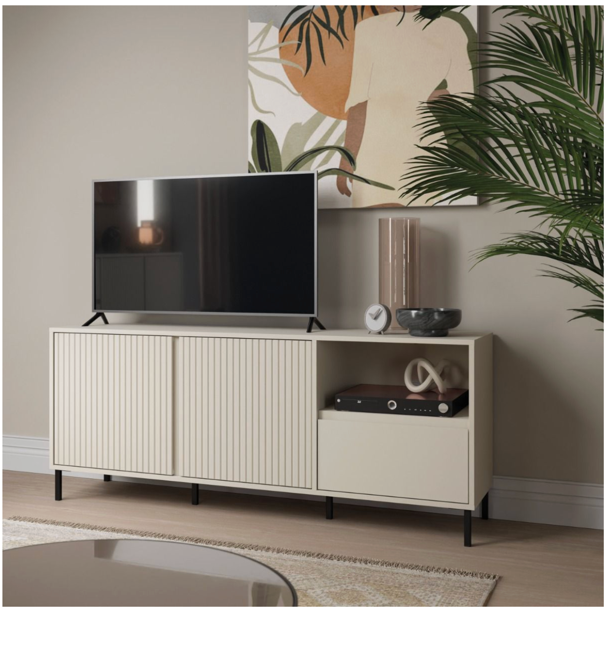 Avenale Wide TV Cabinet 2 Door 1 Drawer in Cashmere