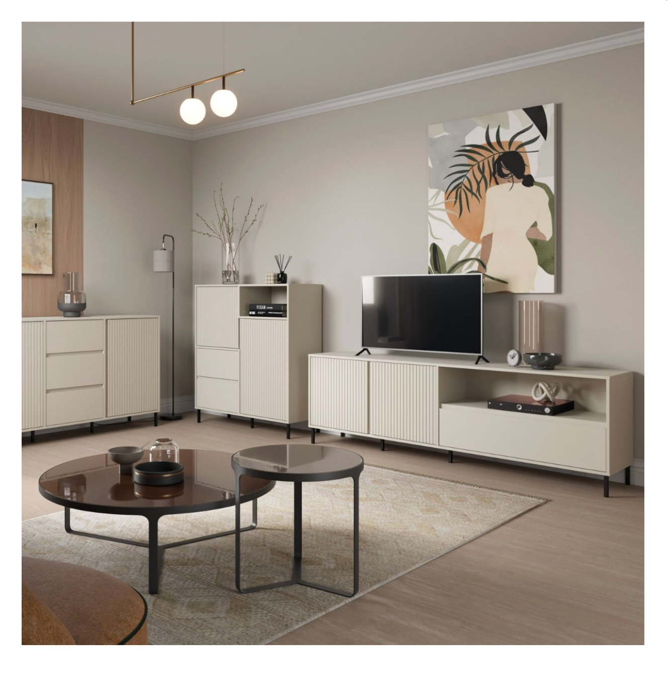 Avenale TV Cabinet 2 Door 1 Drawer in Cashmere