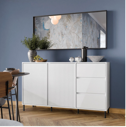 Avenale Sideboard 2 Door 3 Drawer in Alpine White High Gloss