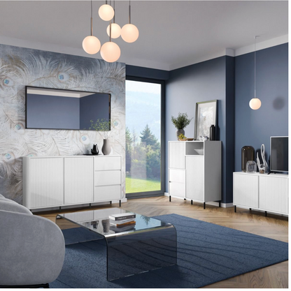 Avenale Sideboard 2 Door 3 Drawer in Alpine White High Gloss