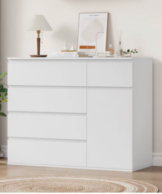Modern 5 Drawer Chest with Door Storage Cabinet 100x80x40cm