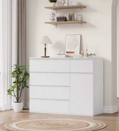 Modern 5 Drawer Chest with Door Storage Cabinet 100x80x40cm