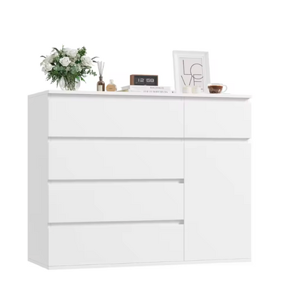 Modern 5 Drawer Chest with Door Storage Cabinet 100x80x40cm