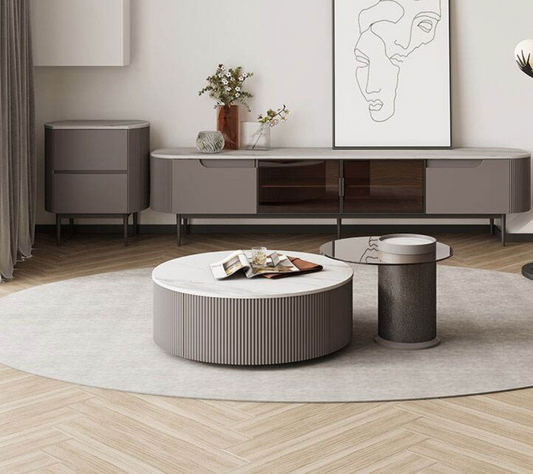 Modern Luxury Marble Coffee Table Set – Designer Round Nesting Tables